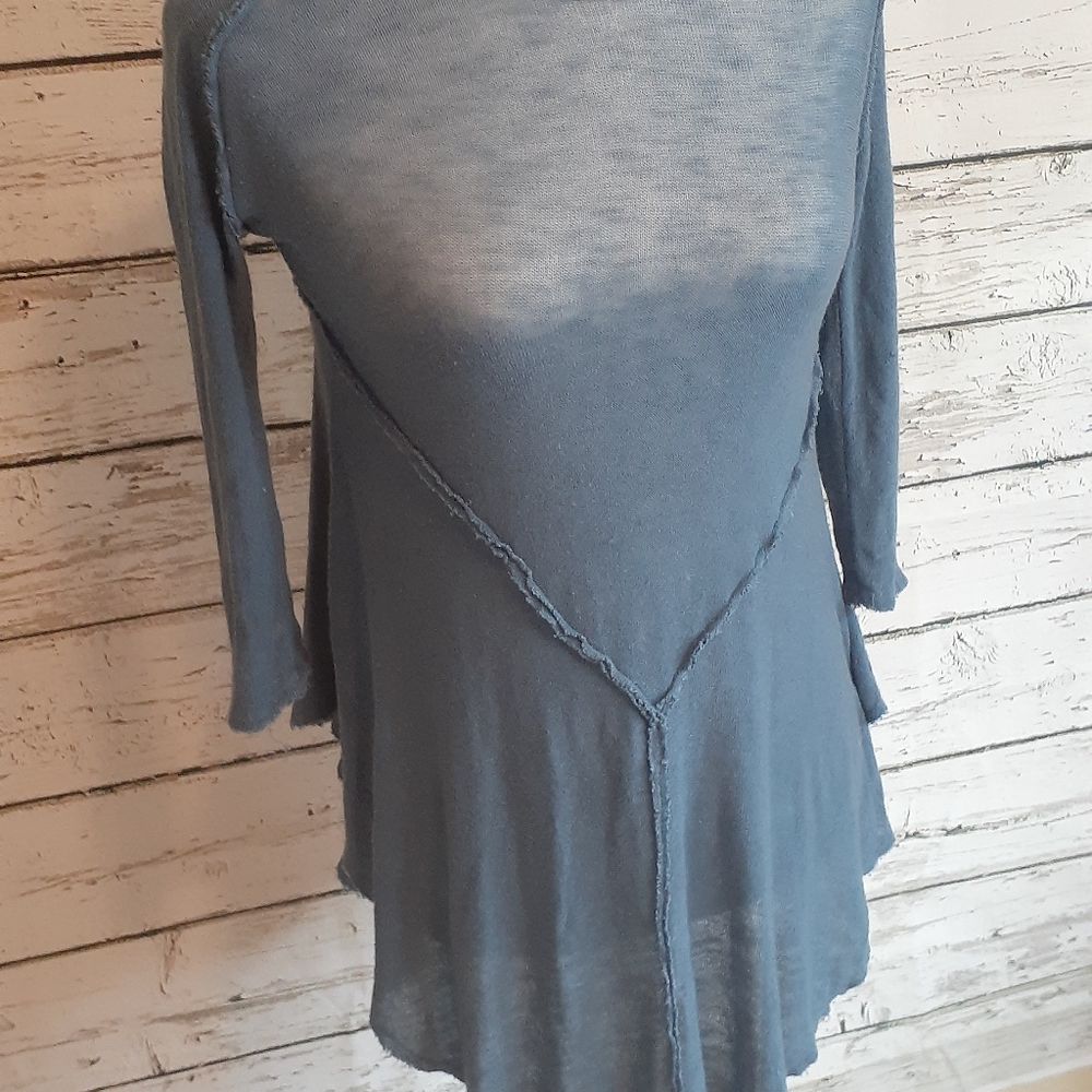 Free People weekend shirt blue sheer medium - Picture 3 of 6